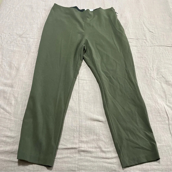 NWT Nine West Side zip high rise flat front pants olive green Plus Size 16 - Picture 2 of 8